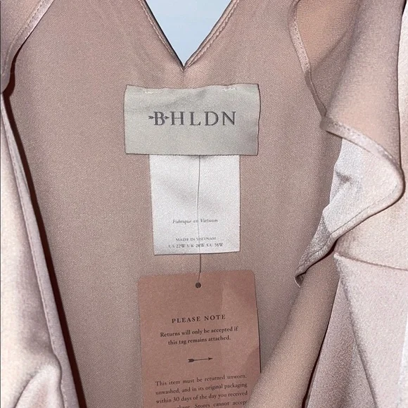 BHLDN Tansy Oyster Satin Wrap Dress NWT Size 22W Designer Maxi - Picture 10 of 12